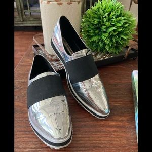 Karl Langerfield Black and Chrome Pointed Toe Shoes 10M Excellent